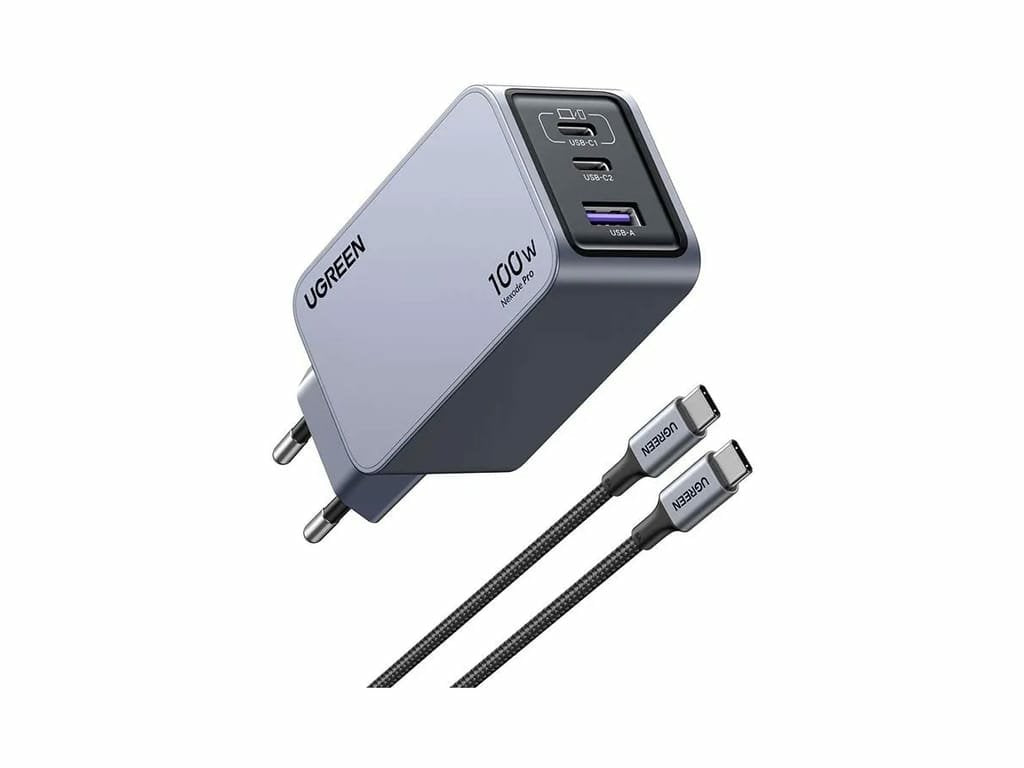 EAN 6941876228744 - Ugreen Nexode Pro EU 3-Port GaN PD Fast Charger With USB-C Cable Universal Negro, Gris Corriente alterna imagen 1
