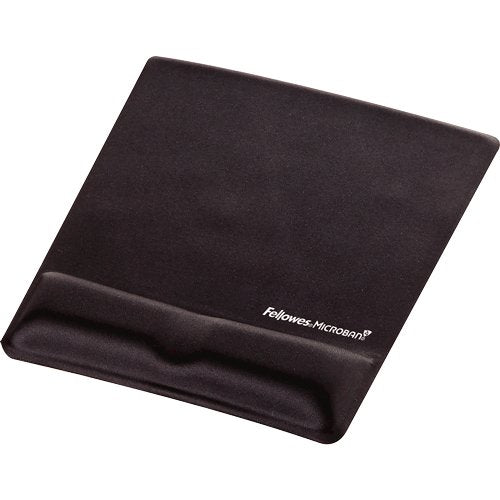 Fellowes Alfombrilla Con Reposamuñecas De Espuma Canal Ergonomico - Diseñador Para Evitar Dolor De Muñeca - Color Negro