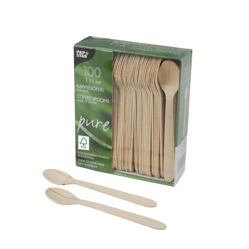 Papstar Einweg-Kaffeelöffel Pure Madera - 100 Unidades