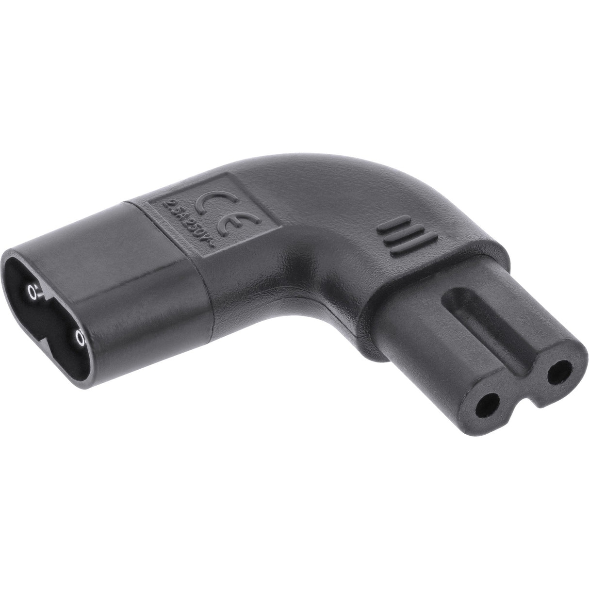 Adaptador De Alimentación Inline Iec 60320 C8 / C7, Ángulo Izquierdo/Derecho 2 Pines
