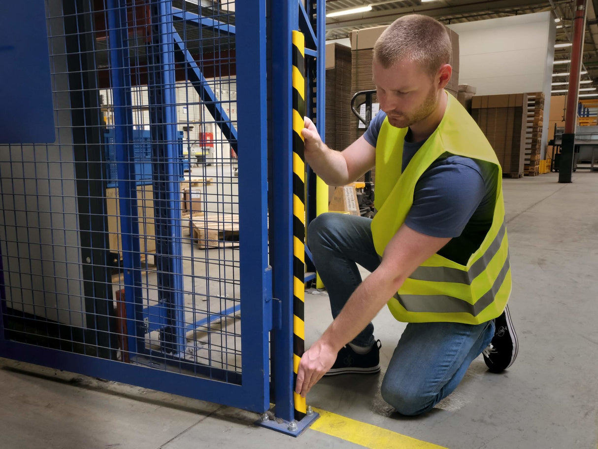 Perfil Protector De Esquinas Durable C35 Amarillo Negro Autoadhesivo 1m