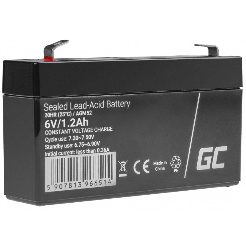 Green Cell Batería Agm De Plomo Ácido Agm Vrla 6v 1.2ah Para Juguetes Y Alarmas