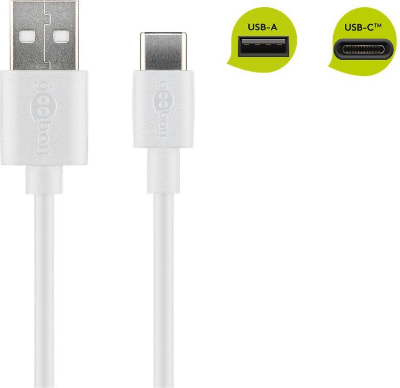 Cable Usb(A) 2.0 A Usb(C) 2.0 Goobay 1m Blanco