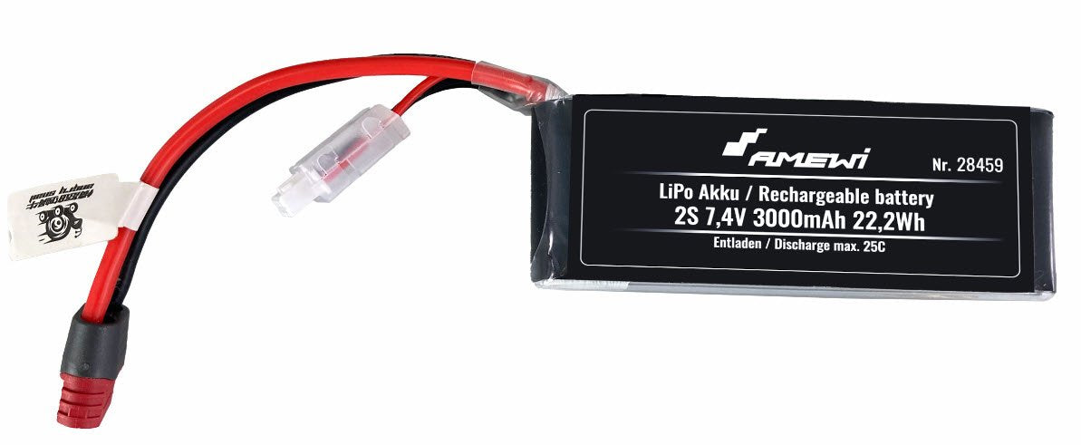 Amewi Lipo Akku 2s 7,4v 3000mah 25c T-Mecker