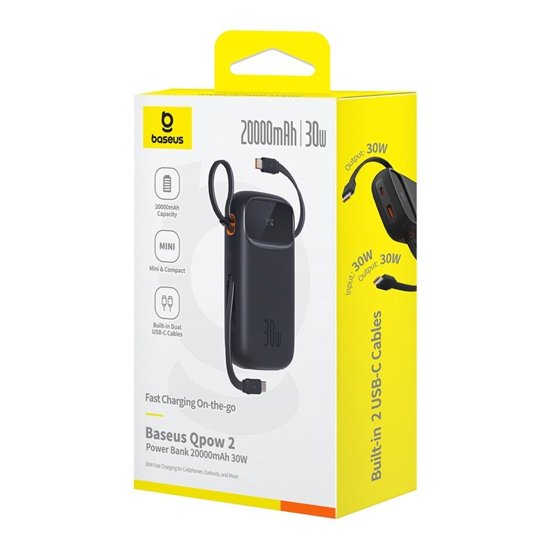 Baseus Ppqd4-20c Polímero De Litio 20000 Mah Negro