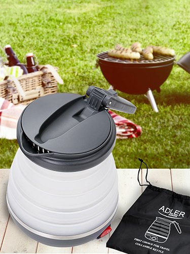 Adler Ad 1279 Tetera Eléctrica 0,6 L 750 W Negro, Blanco