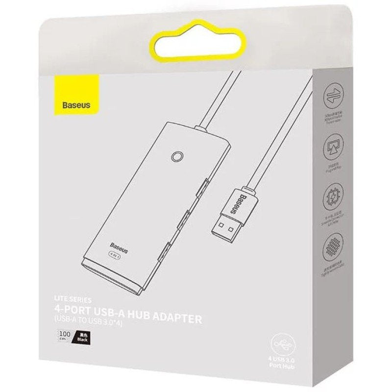 EAN 6932172606206 - Baseus WKQX030101 hub de interfaz USB 3.2 Gen 1 (3.1 Gen 1) Type-A 5000 Mbit/s Negro imagen 3
