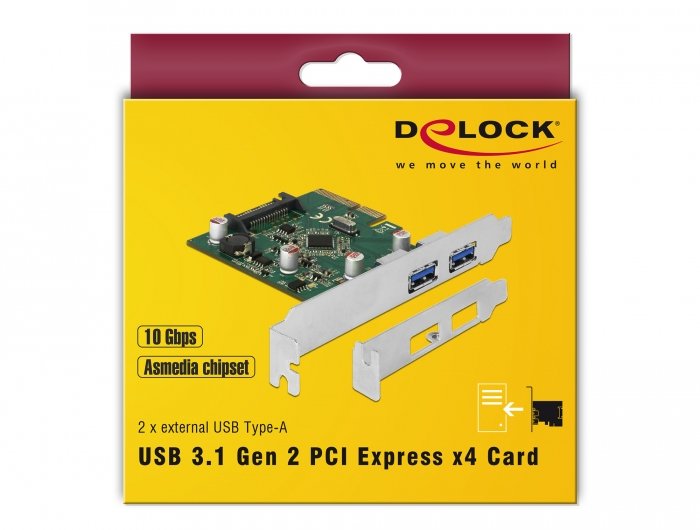 Delock 90298 Tarjetas Pci Express X4 A 2 X Externo Usb 3.2 Gen 2 Tipo-A Hembra