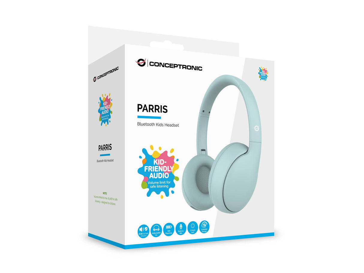 Headset Infantil Bluetooth 6.0 Conceptronic Parris04b Carga Usb-C Bateria 10h Plegable Color Azul