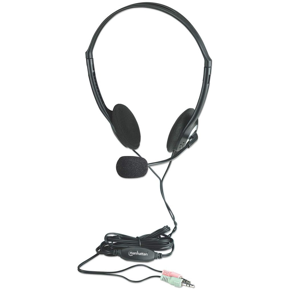 EAN 0766623164429 - Manhattan 164429 auricular y casco Auriculares Alámbrico Diadema Llamadas/Música Negro, Plata imagen 1