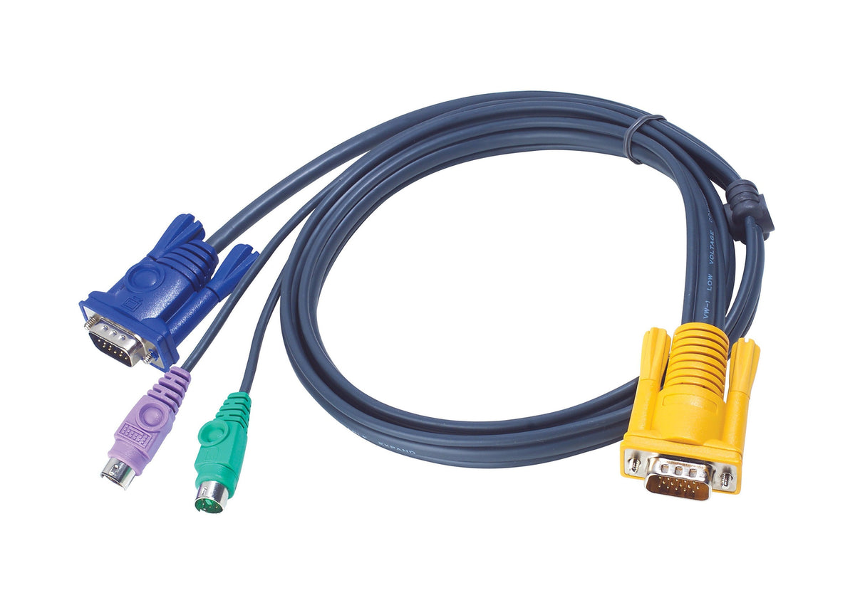 Aten Ps/2 Kvm Cable 6m (2l-5206p) Aten 2l5206p, 6 M, Vga, Negro, Hdb-15, 2xps/2, Sphd-15, Male Connector / Male Connector