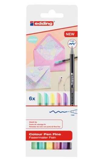Edding Rotulador Punta De Fibra 1200 Colores Pastel -6ud-