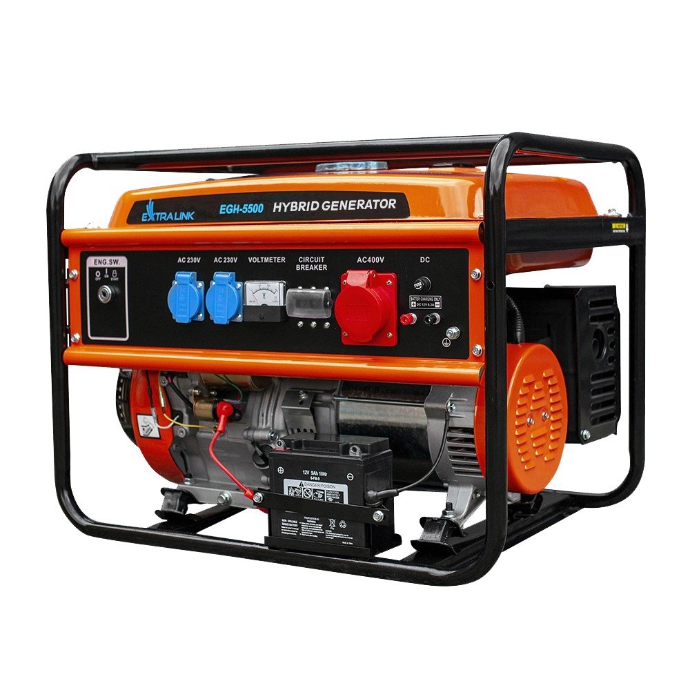 Extralink Ex.30370 Motor-Generador 5000 W 25 L Gasolina Negro, Naranja