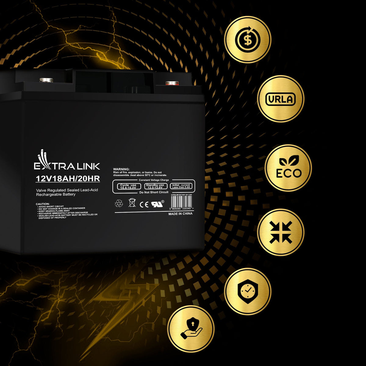 Extralink Akumulator Battery Accumulator Agm 12v 18ah - Batterie - 18.000 Mah Sealed Lead Acid (Vrla) 13,5 V