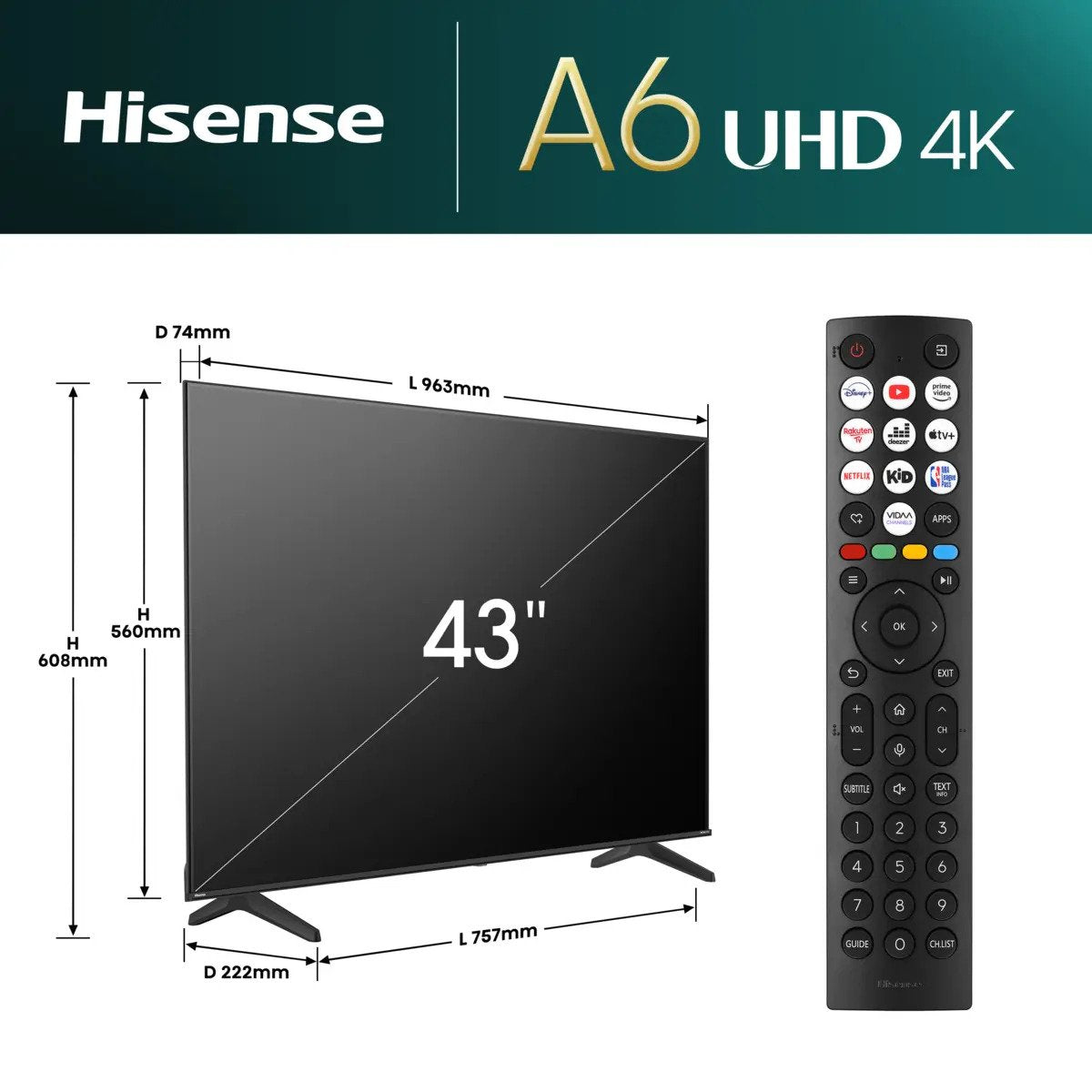 EAN 6942351406121 - Hisense 43A6N 109,2 cm (43") 4K Ultra HD Smart TV Wifi Negro imagen 2