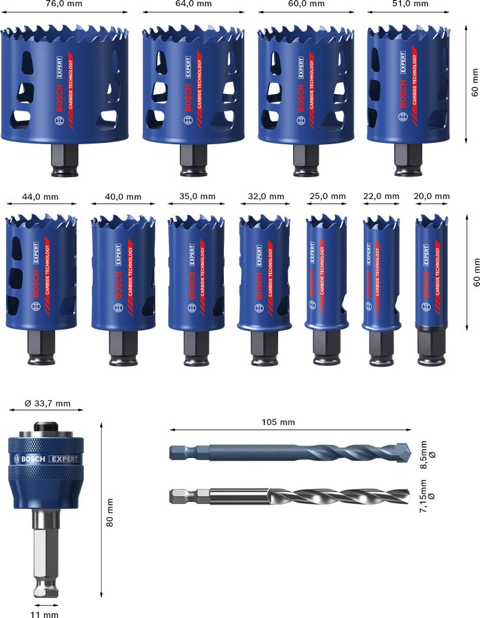 EAN 4059952535937 - Bosch 2 608 900 447 sierra de corona Taladro 11 pieza(s) imagen 3