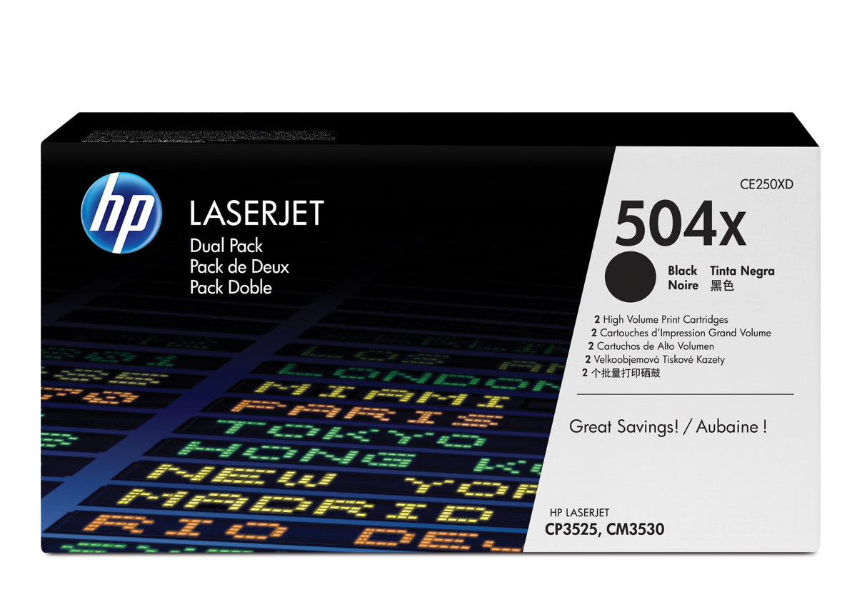EAN 0886112379681 - HP 504X 2-pack High Yield Black Original LaserJet Toner Cartridges cartucho de tóner 2 pieza(s) imagen 1