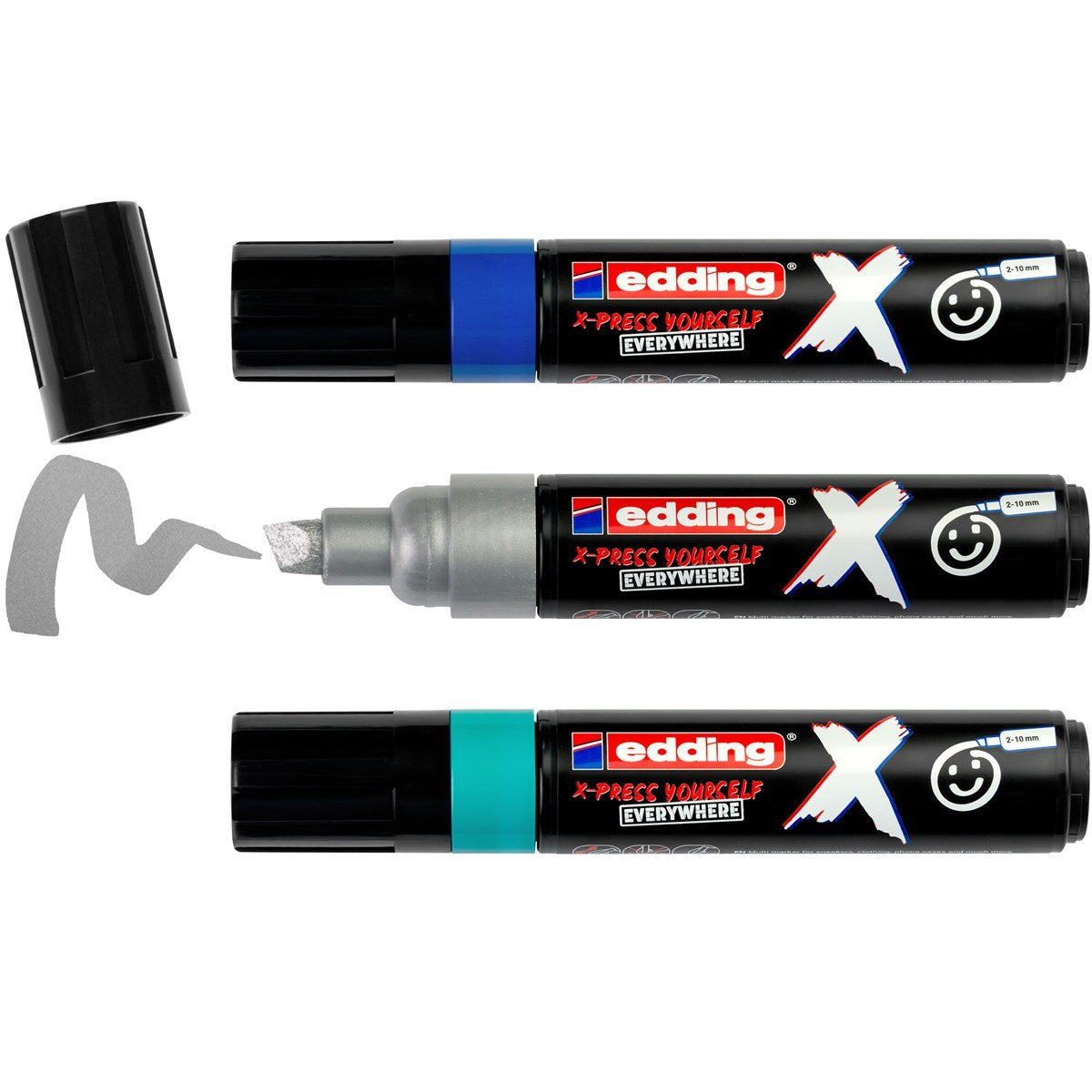 EAN 4057305067104 - Edding 6900 X Multimarker marcador permanente Punta de cincel Azul, Plata, Turquesa 3 pieza(s) imagen 5