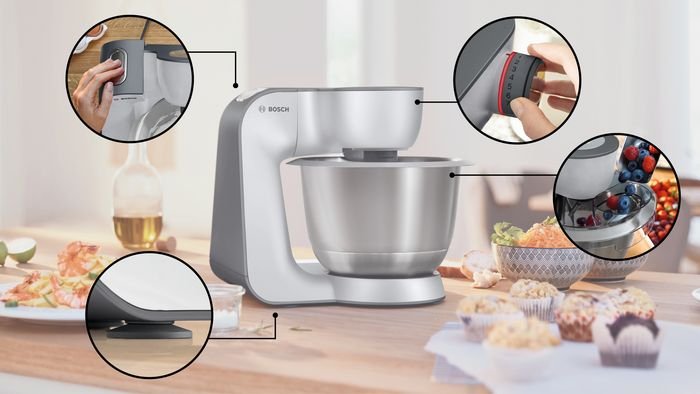 EAN 4242005501083 - Bosch MUM 5 robot de cocina 1000 W 3,9 L Negro, Acero inoxidable imagen 2