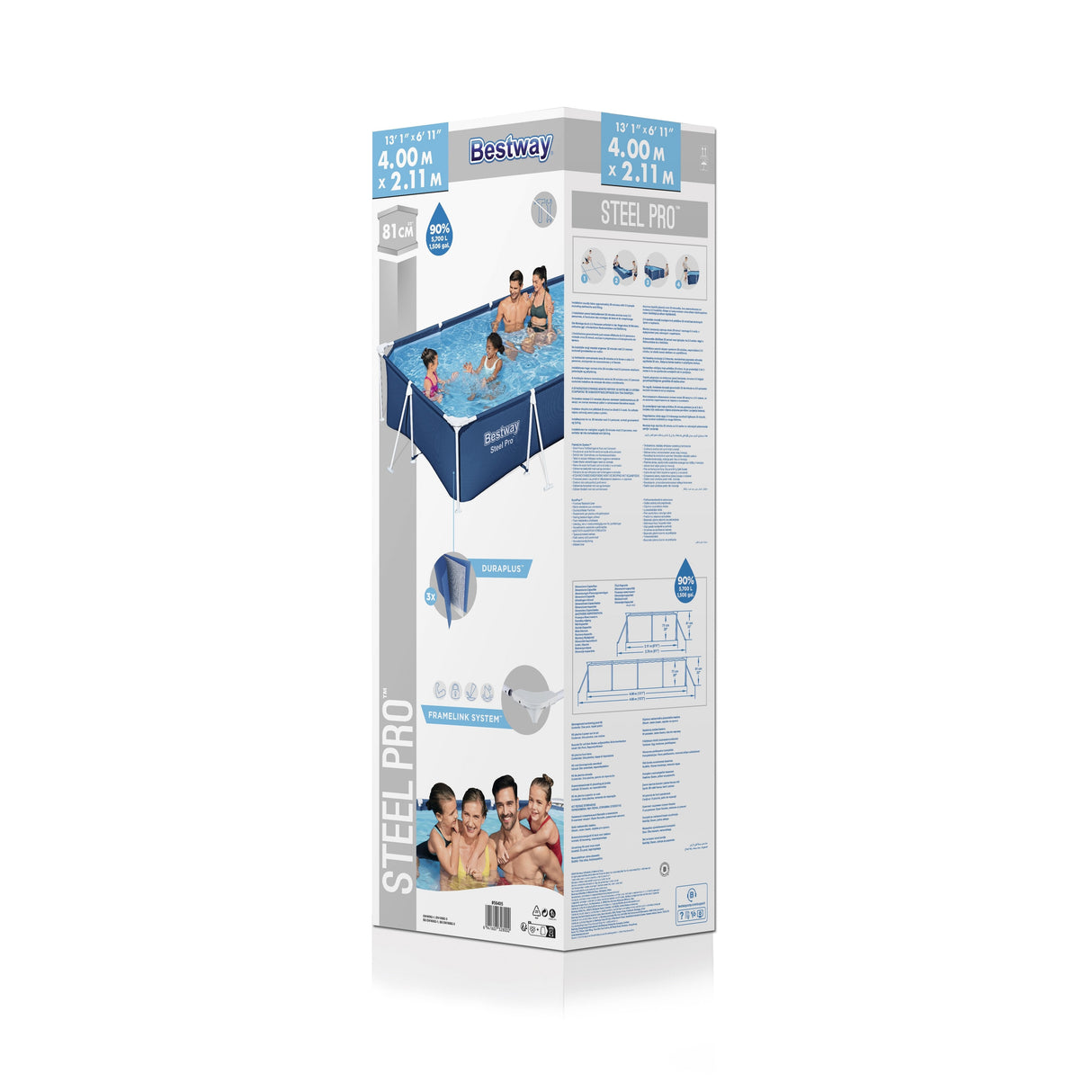 Bestway 56405 - Piscina Desmontable Tubular Infantil Steel Pro 400x211x81cm