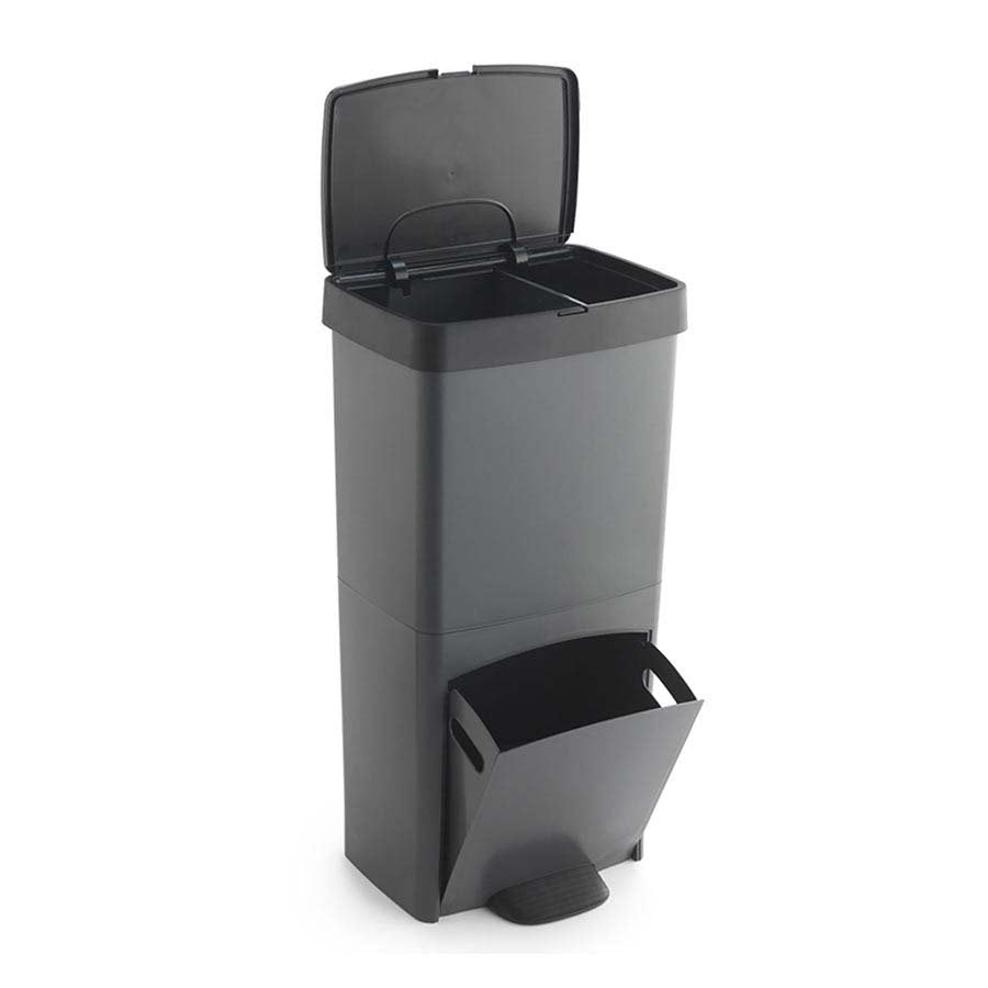 Cubo De Basura O Reciclaje 70l, Vertical, 2 Compartimentos, Papelera Residuos, 76 Cm, Fácil Gestión