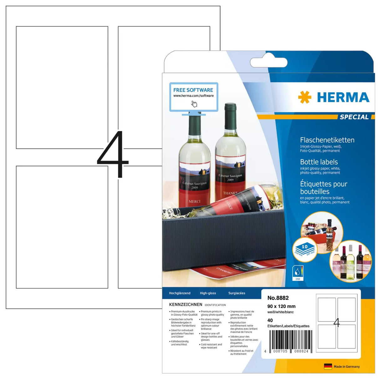 EAN 4008705088824 - HERMA 8882 etiqueta de impresora Blanco Etiqueta para impresora autoadhesiva imagen 1