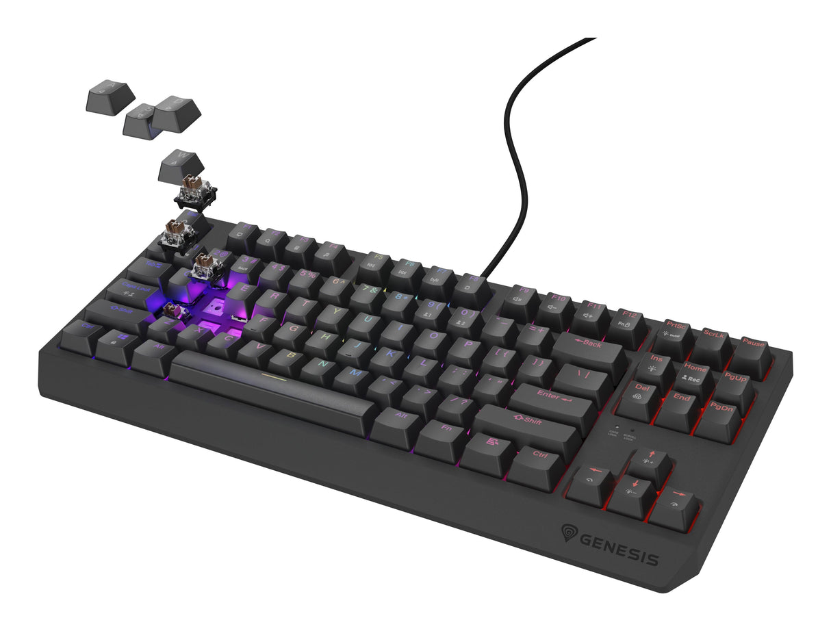 Genesis Thor 230 Tkl Rgb Mechanical Gaming Keyboard, Outemu Brown Switch, Us Layout, Wired, Black