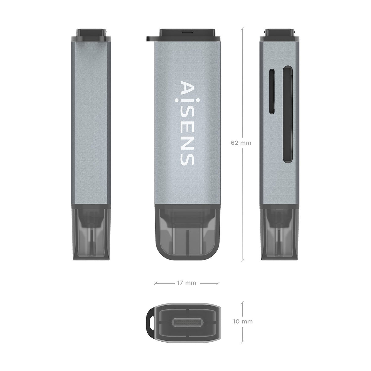 EAN 8435739903322 - AISENS ASCR-2C10-GR lector de tarjeta USB 3.2 Gen 1 (3.1 Gen 1) Type-C imagen 4