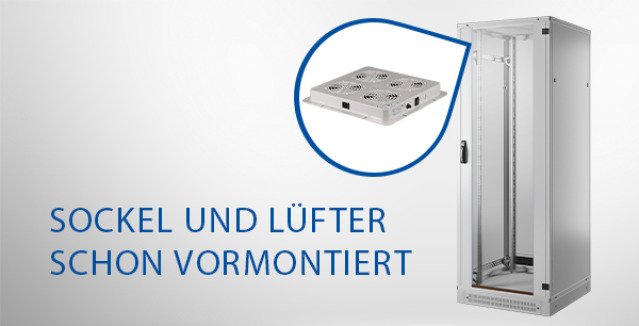19" Netzwerkschrank-Set Pro 42he, 800x1000 Mm, Ral7035, 4f. Lfter, Netzltg. +Sockel