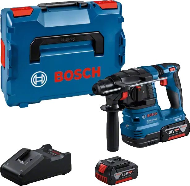 Taladro Percutor Inalámbrico Bosch Professional Gbh 18v-22 Professional, 18 Voltios Azul/Negro, 2 Baterías De Iones De Litio De 4,0 Ah, En L-Boxx
