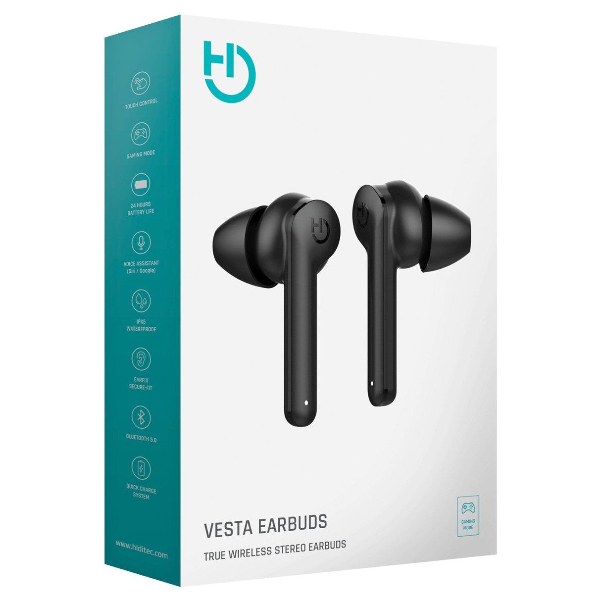 Auriculares Bluetooth Hiditec Vesta Con Estuche De Carga Autonomía 8h Negros