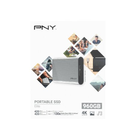 Pny Disco Duro Externo Elite Ssd 960gb Cs1050 Usb 3.0 Plata