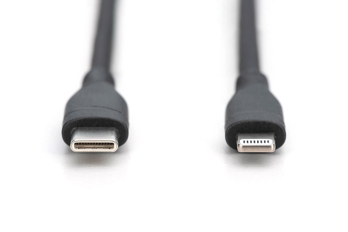 Digitus Cable De Conexión Lightning De Silicona, Usb-C - Lightning, 0,5 M, Negro