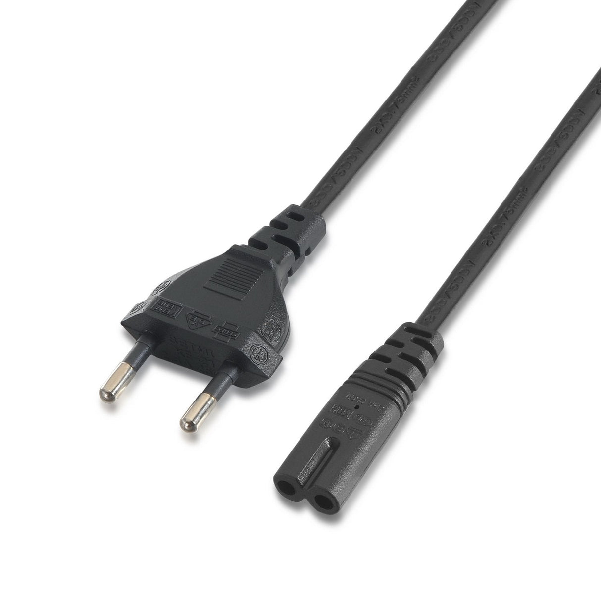 Aisens Cable Alimentacion Forma 8 - Cee7/16/M-C7/H - 1.50m - 100% Cobre Puro Awg18 - Negro