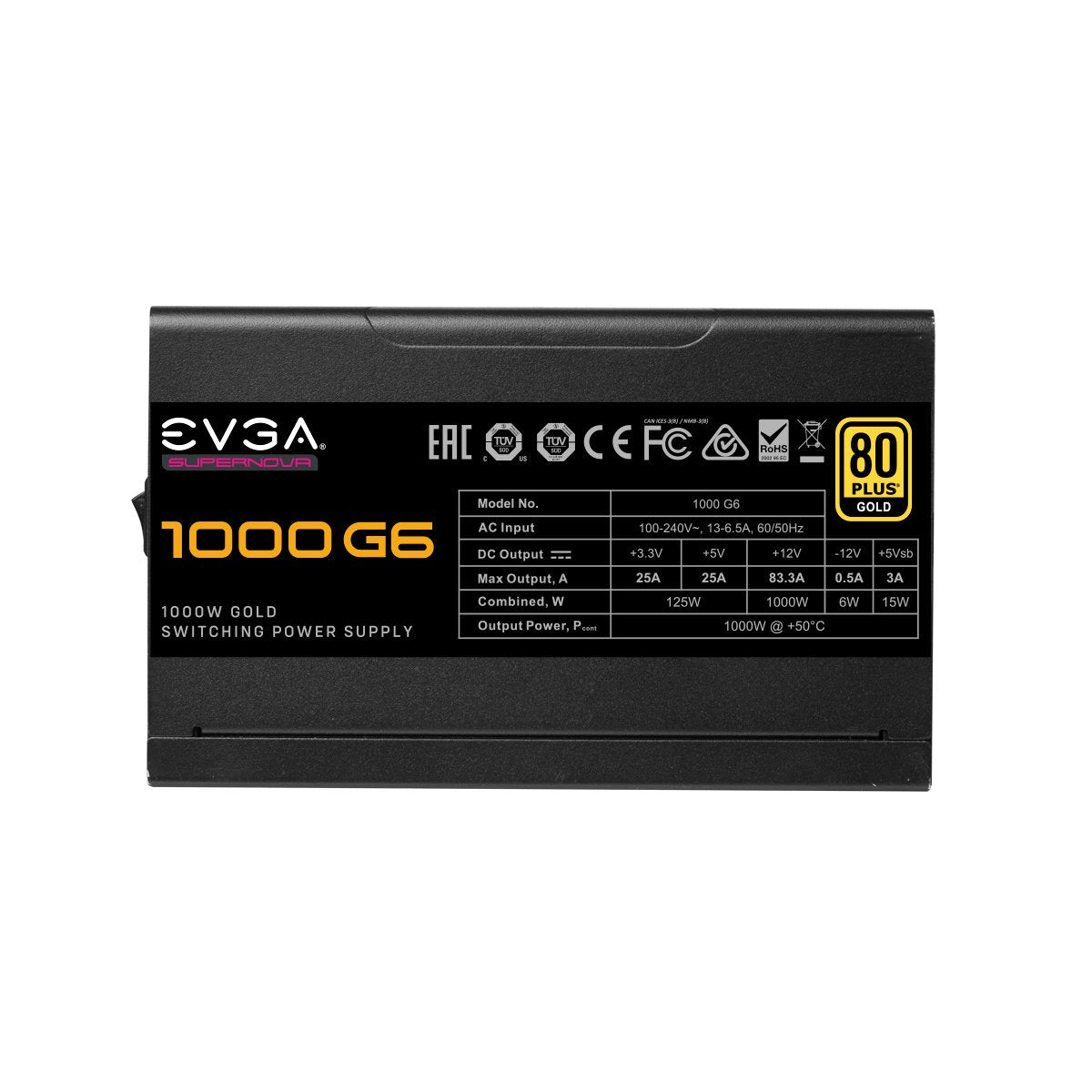 Fuente De Alimentacion Evga 1000w Supernova 1000 G6 Fully Modular (80+Gold)