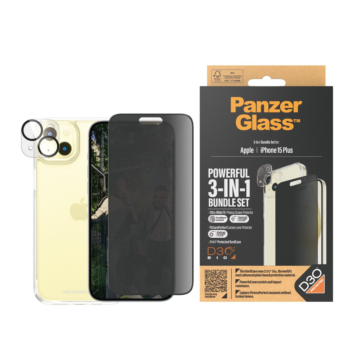 Protector De Pantalla Apple - Iphone 15 Pluspanzerglass Privacy 3-In-1-Pack Iphone 2023 6.7