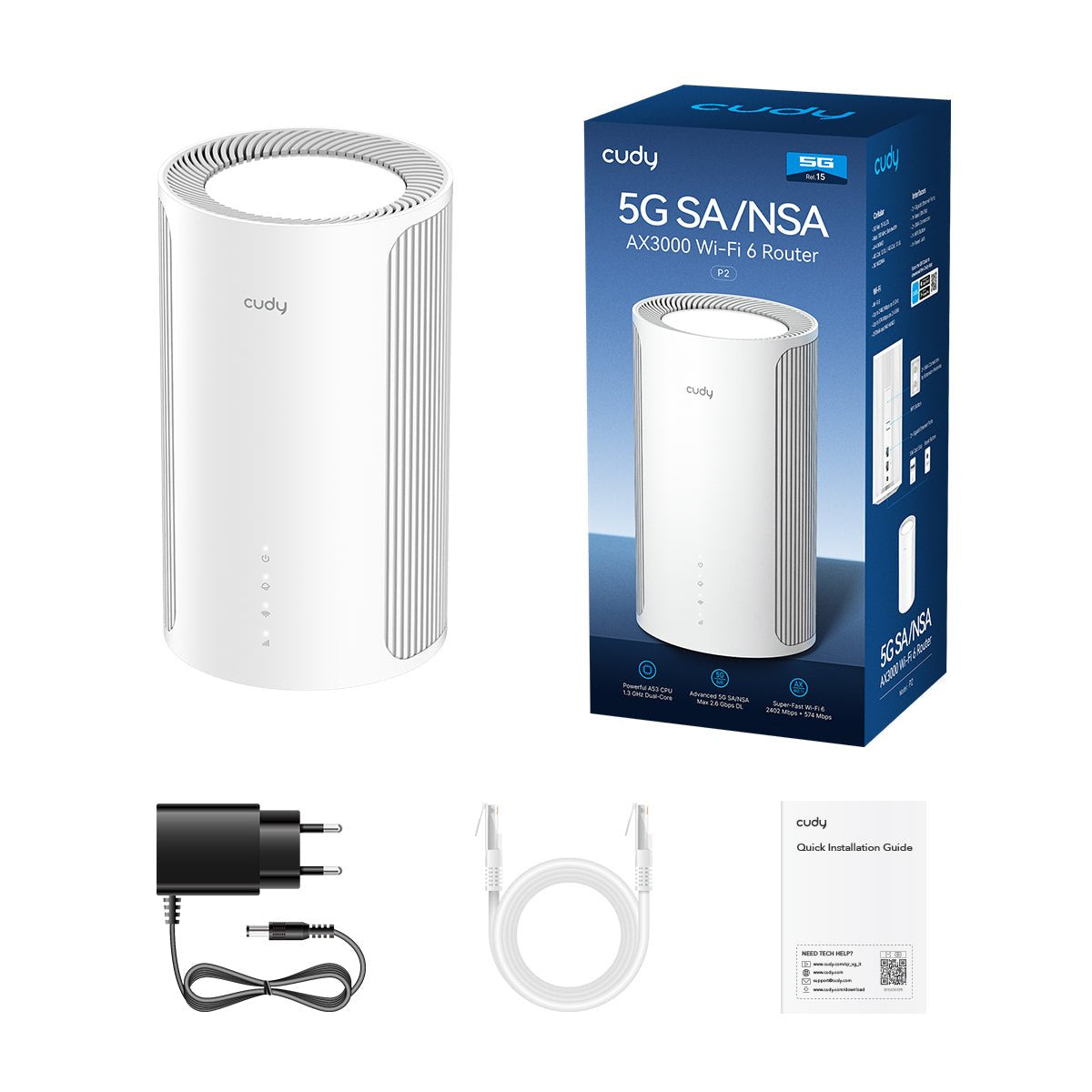 EAN 6971690793777 - Cudy P2 router inalámbrico 2.5 Gigabit Ethernet Doble banda (2,4 GHz / 5 GHz) 5G Blanco imagen 4