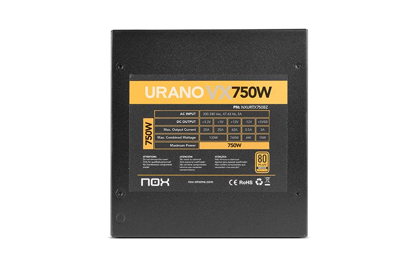 EAN 8436532166969 - NOX Urano VX Bronze Edition unidad de fuente de alimentación 750 W 20+4 pin ATX ATX Negro, Naranja imagen 8