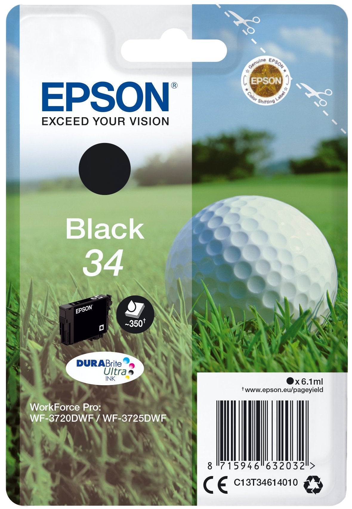 EAN 8715946632032 - Epson Golf ball C13T34614010 cartucho de tinta 1 pieza(s) Original Rendimiento estándar Negro imagen 1