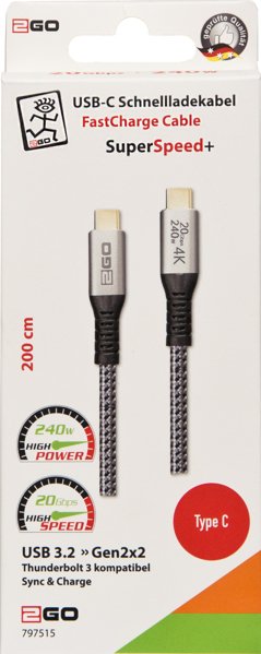 Cable 2go 797515 Usb 3.2 Gen 2x2 2 M Usb C Plata