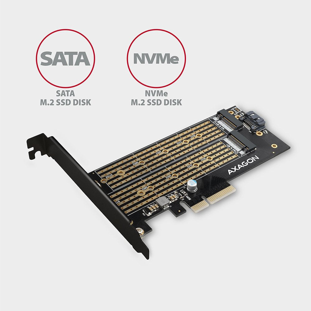 Axagon Pcem2-D Tarjeta Pcie X4 - M.2 Nvme M-Key + Sata B-Key Sata Interno