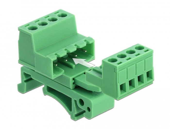 Terminalblock Set Para Carriles Din 4 Pin Con Rastermass 5,08 Mm Angulado