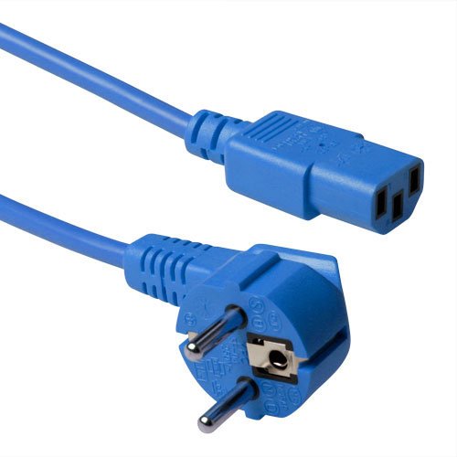 Cable Alimentacion Cee-7/7 90º Schuko A C13 90º 1.80m Azul Act