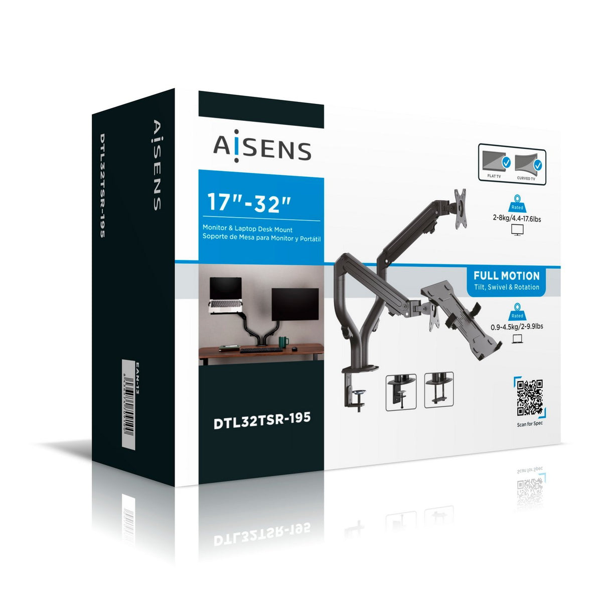 EAN 8436574709100 - AISENS DTL32TSR-195 soporte para monitor 81,3 cm (32") Escritorio imagen 5