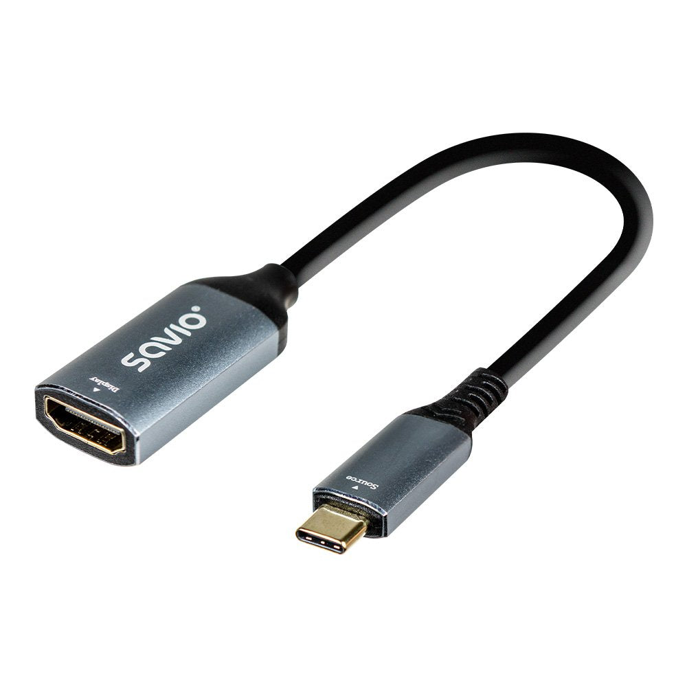 EAN 5901986048961 - Savio AK-78 adaptador de cable de vídeo 0,015 m USB Tipo C HDMI Negro, Plata imagen 2