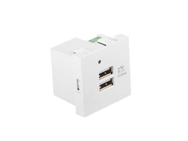 Toma De Pared Ac 230v 45x45 5v 2xusb 2.1a Blanco Lanberg