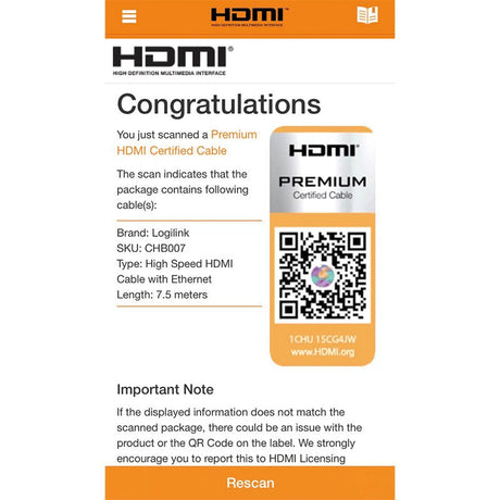 EAN 4052792041132 - LogiLink CHB007 cable HDMI 7,5 m HDMI tipo A (Estándar) Negro imagen 5