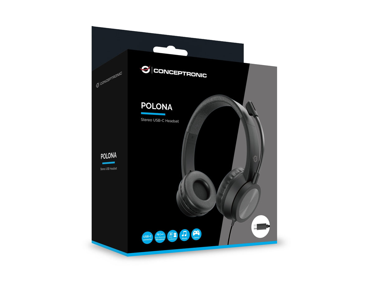EAN 4015867241066 - Conceptronic POLONA05BC auricular y casco Auriculares Alámbrico Diadema Llamadas/Música USB Tipo C Negro imagen 8