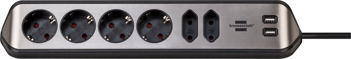 EAN 4007123672820 - Brennenstuhl 1153590610 base múltiple 2 m 6 salidas AC Interior Negro, Plata imagen 1