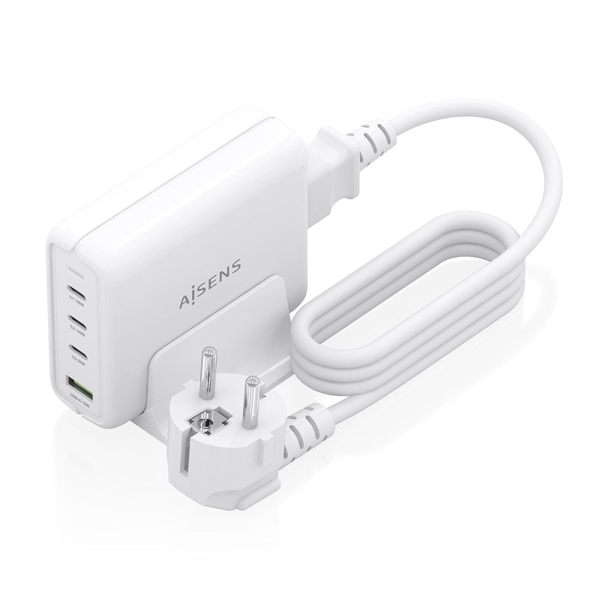 Aisens Cargador Sobremesa Gan 140w, 3xusb-C Pd3.1 Qc4.0 Qc5.0, 1xusb-A Qc3.0, Blanco